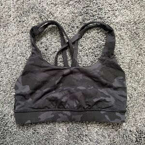 Lululemon Energy Bra, Size 4, Black Camo, Barely Used